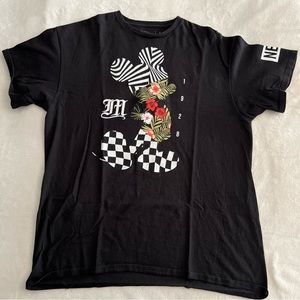 NEFF DISNEY COLLECTION MICKEY MOUSE CHECKER ROESES T SHIRT MEN's L BLACK  Used